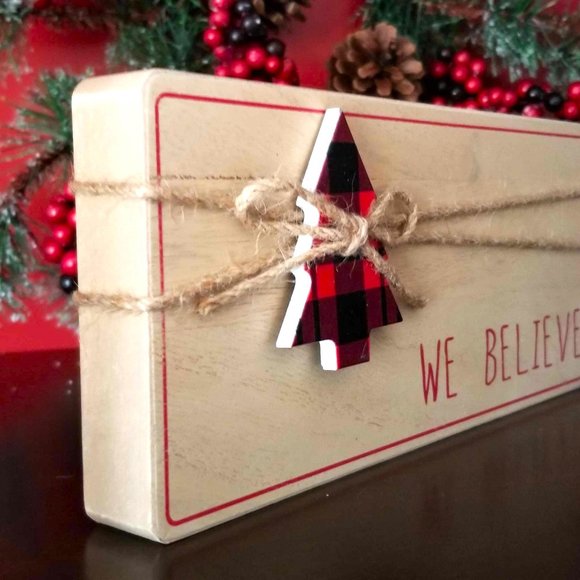 Wooden Block Sign, Christmas Holiday, Home Décor. "We Believe" - Picture 4 of 5